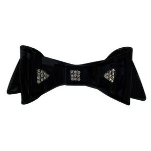 1980s Black Lucite Plastic Bow Big & Bold Hair Clip Ornament Jewelry Barrette